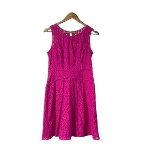 Studio One Dress Magenta Pink Floral Lace High Neck Midi Wedding Wicked Size 6